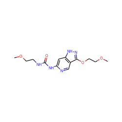 COCCNC(=O)Nc1cc2[nH]nc(OCCOC)c2cn1 ZINC000209374143