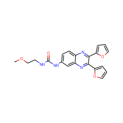 COCCNC(=O)Nc1ccc2nc(-c3ccco3)c(-c3ccco3)nc2c1 ZINC000004503487