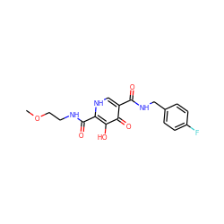 COCCNC(=O)c1[nH]cc(C(=O)NCc2ccc(F)cc2)c(=O)c1O ZINC000095553442