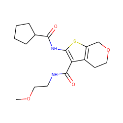 COCCNC(=O)c1c(NC(=O)C2CCCC2)sc2c1CCOC2 ZINC000095561527