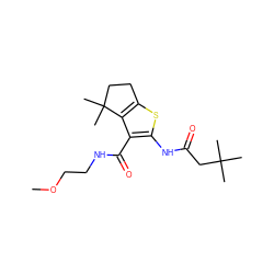 COCCNC(=O)c1c(NC(=O)CC(C)(C)C)sc2c1C(C)(C)CC2 ZINC000095563795