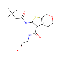 COCCNC(=O)c1c(NC(=O)CC(C)(C)C)sc2c1CCOC2 ZINC000095563774