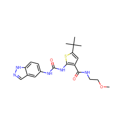 COCCNC(=O)c1cc(C(C)(C)C)sc1NC(=O)Nc1ccc2[nH]ncc2c1 ZINC000066058795