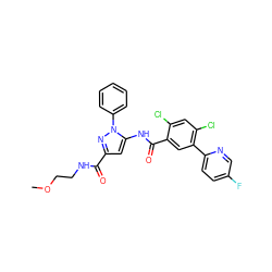 COCCNC(=O)c1cc(NC(=O)c2cc(-c3ccc(F)cn3)c(Cl)cc2Cl)n(-c2ccccc2)n1 ZINC001772654833