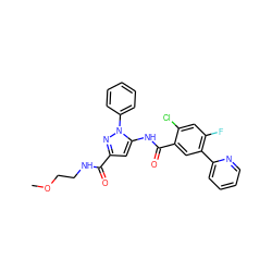 COCCNC(=O)c1cc(NC(=O)c2cc(-c3ccccn3)c(F)cc2Cl)n(-c2ccccc2)n1 ZINC001772602168