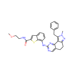 COCCNC(=O)c1cc2cccc(Nc3ncc4c(n3)-c3c(nn(C)c3Cc3ccccc3)CC4)c2s1 ZINC000169702431