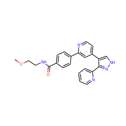 COCCNC(=O)c1ccc(-c2cc(-c3c[nH]nc3-c3ccccn3)ccn2)cc1 ZINC000013684472