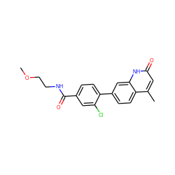 COCCNC(=O)c1ccc(-c2ccc3c(C)cc(=O)[nH]c3c2)c(Cl)c1 ZINC000095921059