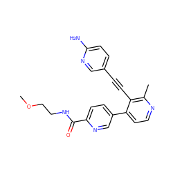 COCCNC(=O)c1ccc(-c2ccnc(C)c2C#Cc2ccc(N)nc2)cn1 ZINC000202384811