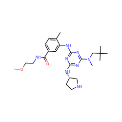 COCCNC(=O)c1ccc(C)c(Nc2nc(N[C@H]3CCNC3)nc(N(C)CC(C)(C)C)n2)c1 ZINC000028635433