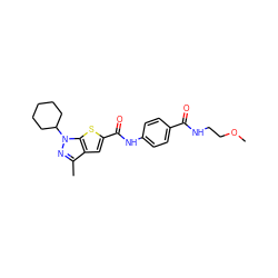 COCCNC(=O)c1ccc(NC(=O)c2cc3c(C)nn(C4CCCCC4)c3s2)cc1 ZINC000114711547