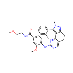 COCCNC(=O)c1ccc(Nc2ncc3c(n2)-c2c(nn(C)c2-c2ccccc2C)CC3)c(OC)c1 ZINC000169702447