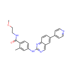 COCCNC(=O)c1ccc(Nc2ncc3cc(-c4ccncc4)ccc3n2)cc1C ZINC000095592062