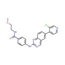 COCCNC(=O)c1ccc(Nc2ncc3cc(-c4ccncc4Cl)ccc3n2)cc1 ZINC000095586096