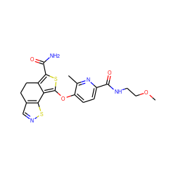 COCCNC(=O)c1ccc(Oc2sc(C(N)=O)c3c2-c2sncc2CC3)c(C)n1 ZINC001772574952