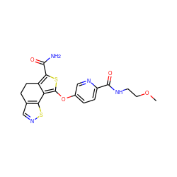 COCCNC(=O)c1ccc(Oc2sc(C(N)=O)c3c2-c2sncc2CC3)cn1 ZINC001569989225