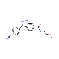 COCCNC(=O)c1ccc2c(-c3ccc(C#N)cc3)n[nH]c2c1 ZINC001772638156