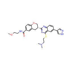 COCCNC(=O)c1ccc2c(c1)C[C@@H](c1nc(SCCN(C)C)c3cc(-c4cn[nH]c4)ccc3n1)CO2 ZINC000066066057