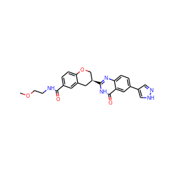 COCCNC(=O)c1ccc2c(c1)C[C@H](c1nc3ccc(-c4cn[nH]c4)cc3c(=O)[nH]1)CO2 ZINC000066074292