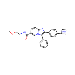 COCCNC(=O)c1ccc2nc(-c3ccc(C4(N)CCC4)cc3)c(-c3ccccc3)n2c1 ZINC000113656412