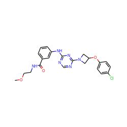 COCCNC(=O)c1cccc(Nc2ncnc(N3CC(Oc4ccc(Cl)cc4)C3)n2)c1 ZINC000118586669