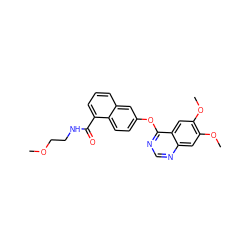 COCCNC(=O)c1cccc2cc(Oc3ncnc4cc(OC)c(OC)cc34)ccc12 ZINC000029134624