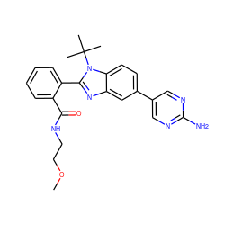 COCCNC(=O)c1ccccc1-c1nc2cc(-c3cnc(N)nc3)ccc2n1C(C)(C)C ZINC000146409573