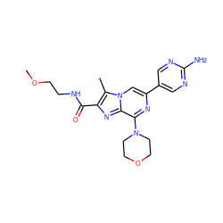 COCCNC(=O)c1nc2c(N3CCOCC3)nc(-c3cnc(N)nc3)cn2c1C ZINC000084691017