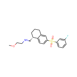 COCCNC[C@@H]1CCCc2cc(S(=O)(=O)c3cccc(F)c3)ccc21 ZINC000049112757