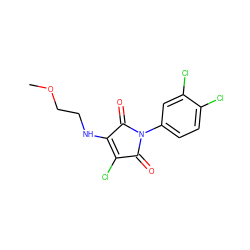 COCCNC1=C(Cl)C(=O)N(c2ccc(Cl)c(Cl)c2)C1=O ZINC000064728528