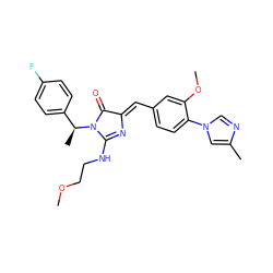 COCCNC1=N/C(=C\c2ccc(-n3cnc(C)c3)c(OC)c2)C(=O)N1[C@@H](C)c1ccc(F)cc1 ZINC000058650049