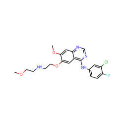 COCCNCCOc1cc2c(Nc3ccc(F)c(Cl)c3)ncnc2cc1OC ZINC000029556442