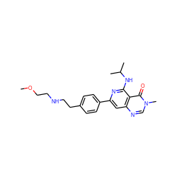 COCCNCCc1ccc(-c2cc3ncn(C)c(=O)c3c(NC(C)C)n2)cc1 ZINC000115626121