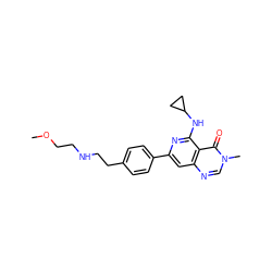 COCCNCCc1ccc(-c2cc3ncn(C)c(=O)c3c(NC3CC3)n2)cc1 ZINC000115624290