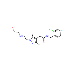 COCCNCCn1nc(C)c(CC(=O)NCc2ccc(F)cc2Cl)c1C ZINC000095565363