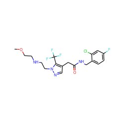 COCCNCCn1ncc(CC(=O)NCc2ccc(F)cc2Cl)c1C(F)(F)F ZINC000095565344