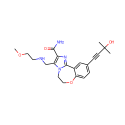 COCCNCc1c(C(N)=O)nc2n1CCOc1ccc(C#CC(C)(C)O)cc1-2 ZINC000215753028