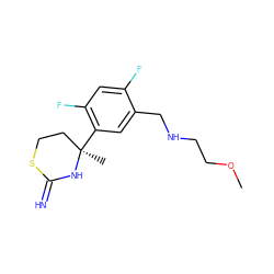 COCCNCc1cc([C@]2(C)CCSC(=N)N2)c(F)cc1F ZINC001772635661