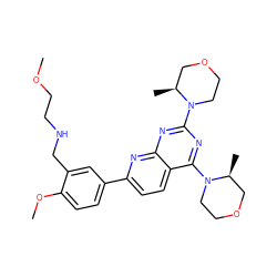 COCCNCc1cc(-c2ccc3c(N4CCOC[C@@H]4C)nc(N4CCOC[C@@H]4C)nc3n2)ccc1OC ZINC000139438607