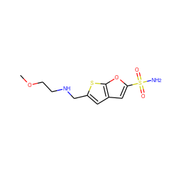 COCCNCc1cc2cc(S(N)(=O)=O)oc2s1 ZINC000001889948