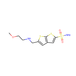 COCCNCc1cc2cc(S(N)(=O)=O)sc2s1 ZINC000002001447