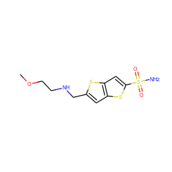 COCCNCc1cc2sc(S(N)(=O)=O)cc2s1 ZINC000002013017