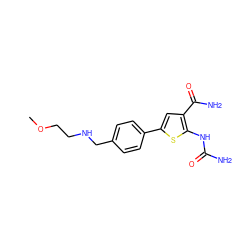 COCCNCc1ccc(-c2cc(C(N)=O)c(NC(N)=O)s2)cc1 ZINC000034647280