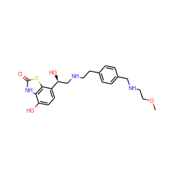 COCCNCc1ccc(CCNC[C@H](O)c2ccc(O)c3[nH]c(=O)sc23)cc1 ZINC000073198214