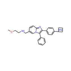 COCCNCc1ccc2nc(-c3ccc(C4(N)CCC4)cc3)c(-c3ccccc3)n2c1 ZINC000224833470