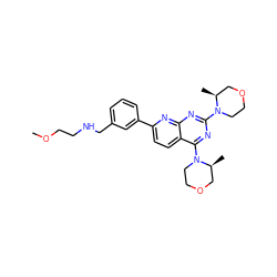 COCCNCc1cccc(-c2ccc3c(N4CCOC[C@@H]4C)nc(N4CCOC[C@@H]4C)nc3n2)c1 ZINC000141812706