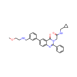 COCCNCc1cccc(-c2ccc3nc(-c4ccccc4)n(CC(=O)NCC4CC4)c(=O)c3c2)c1 ZINC000071334110