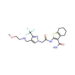 COCCNCc1cn(CC(=O)Nc2sc3c(c2C(N)=O)CCCC3)nc1C(F)(F)F ZINC000064549344