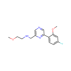 COCCNCc1cncc(-c2ccc(F)cc2OC)n1 ZINC000071334944