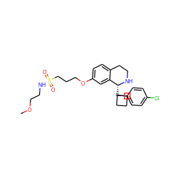 COCCNS(=O)(=O)CCCOc1ccc2c(c1)[C@@H](C1(c3ccc(Cl)cc3)CCC1)NCC2 ZINC000114981010